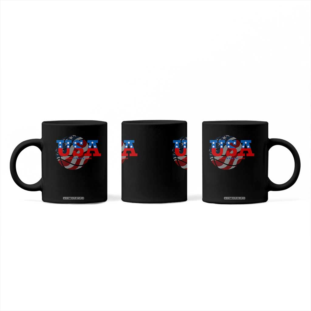 Basketball Coffee Mug USA Patriotic American Flag Stars and Stripes Team Sport Fan TS02 Print Your Wear