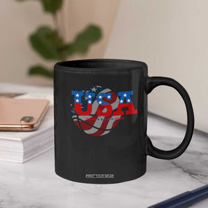 Basketball Coffee Mug USA Patriotic American Flag Stars and Stripes Team Sport Fan TS02 Print Your Wear