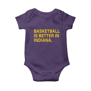Basketball Is Better in Indiana Baby Onesie Bold Yellow Statement Hoosier Hoops Fans TS02 Purple Print Your Wear