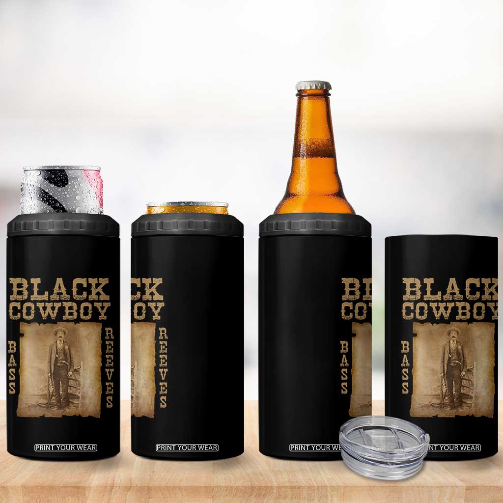 Bass Reeves 4 in 1 Can Cooler Tumbler Black Cowboy Western Legend Vintage TS02 Print Your Wear