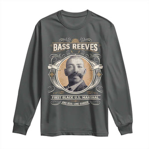 Bass Reeves First Black US Marshal And Real Lone Ranger Long Sleeve Shirt African American Cowboy TS11 Dark Heather Print Your Wear