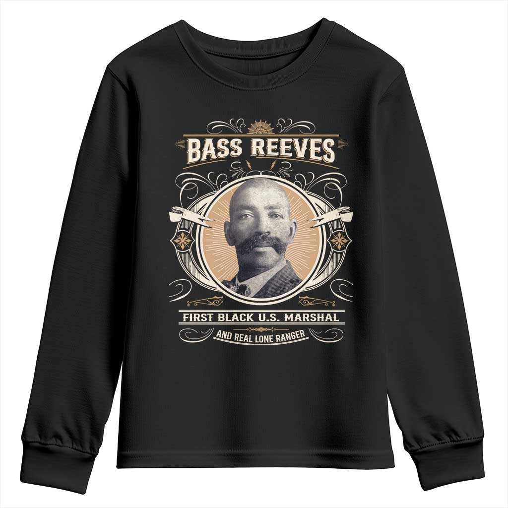 Bass Reeves First Black US Marshal And Real Lone Ranger Youth Sweatshirt African American Cowboy TS11 Black Print Your Wear