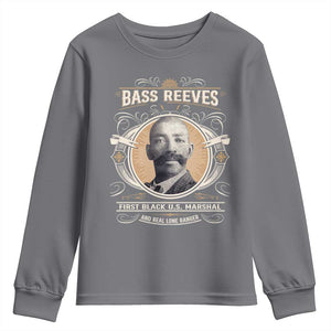 Bass Reeves First Black US Marshal And Real Lone Ranger Youth Sweatshirt African American Cowboy TS11 Charcoal Print Your Wear