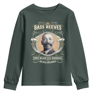 Bass Reeves First Black US Marshal And Real Lone Ranger Youth Sweatshirt African American Cowboy TS11 Dark Forest Green Print Your Wear