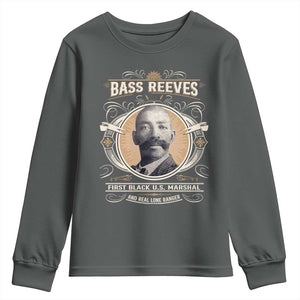 Bass Reeves First Black US Marshal And Real Lone Ranger Youth Sweatshirt African American Cowboy TS11 Dark Heather Print Your Wear