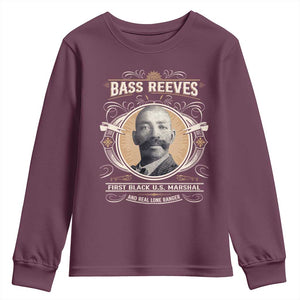 Bass Reeves First Black US Marshal And Real Lone Ranger Youth Sweatshirt African American Cowboy TS11 Maroon Print Your Wear