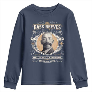 Bass Reeves First Black US Marshal And Real Lone Ranger Youth Sweatshirt African American Cowboy TS11 Navy Print Your Wear