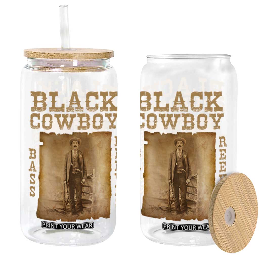 Bass Reeves Glass Can Black Cowboy Western Legend Vintage TS02 Black Print Your Wear