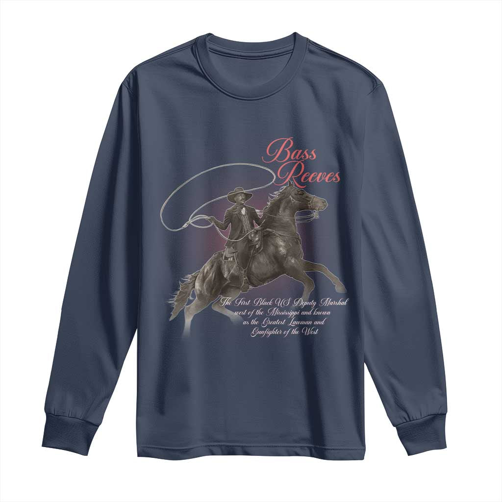 Bass Reeves Long Sleeve Shirt African American Cowboy Marshal Black History Month TS11 Navy Print Your Wear