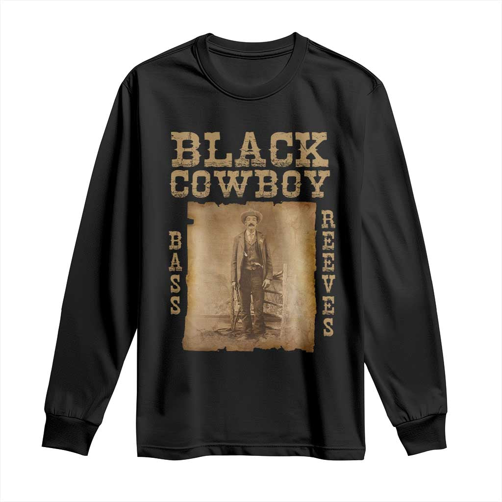 Bass Reeves Long Sleeve Shirt Black Cowboy Western Legend Vintage TS02 Black Print Your Wear