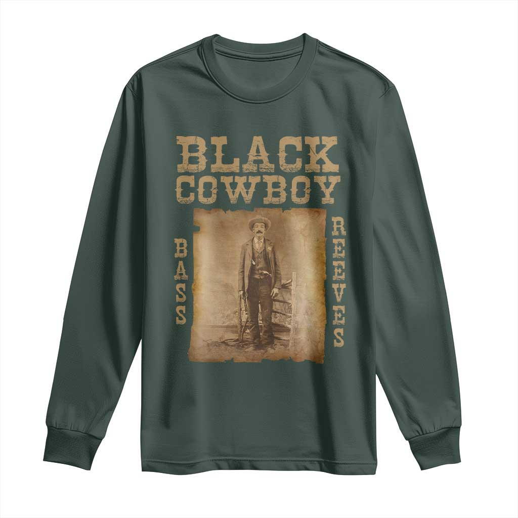 Bass Reeves Long Sleeve Shirt Black Cowboy Western Legend Vintage TS02 Dark Forest Green Print Your Wear