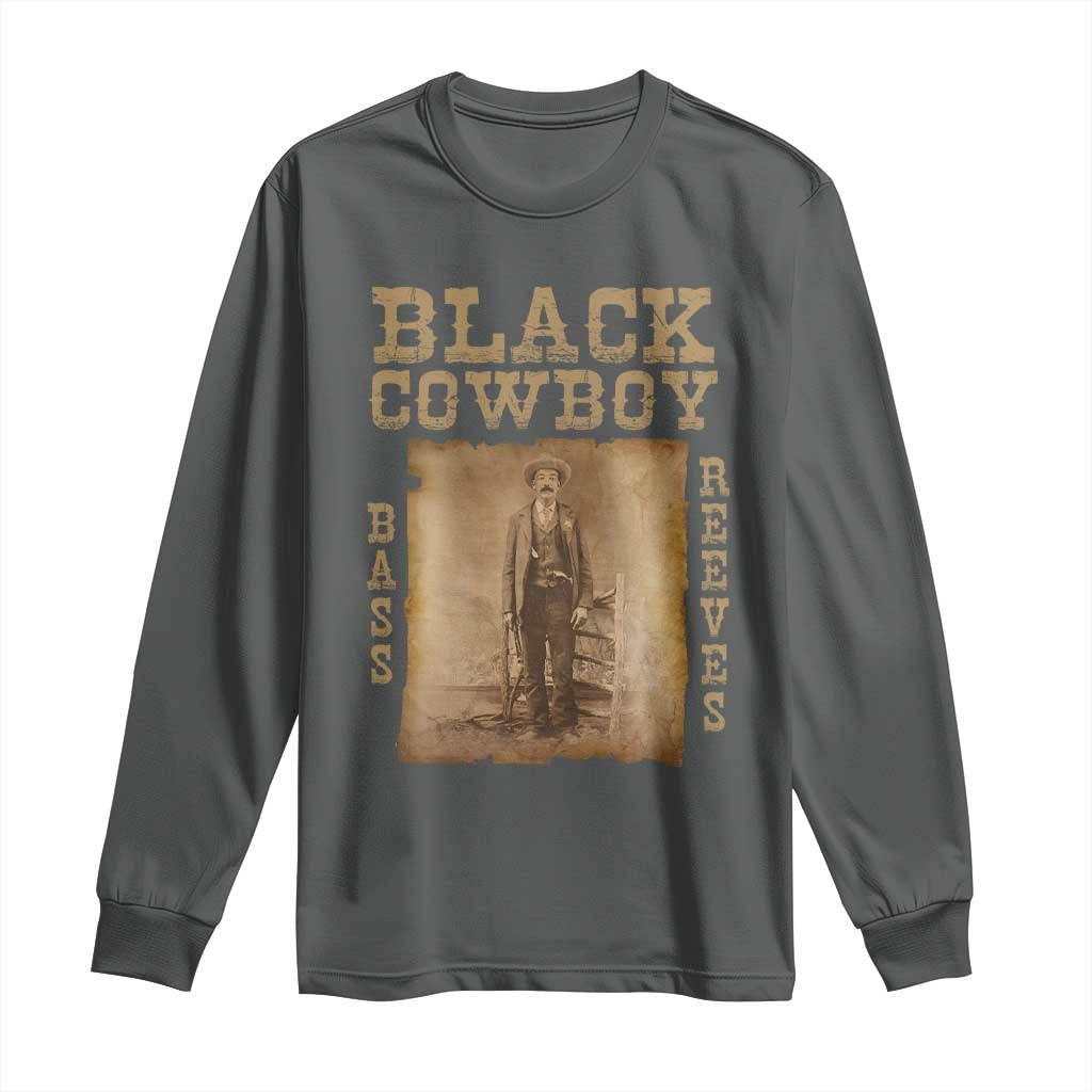 Bass Reeves Long Sleeve Shirt Black Cowboy Western Legend Vintage TS02 Dark Heather Print Your Wear