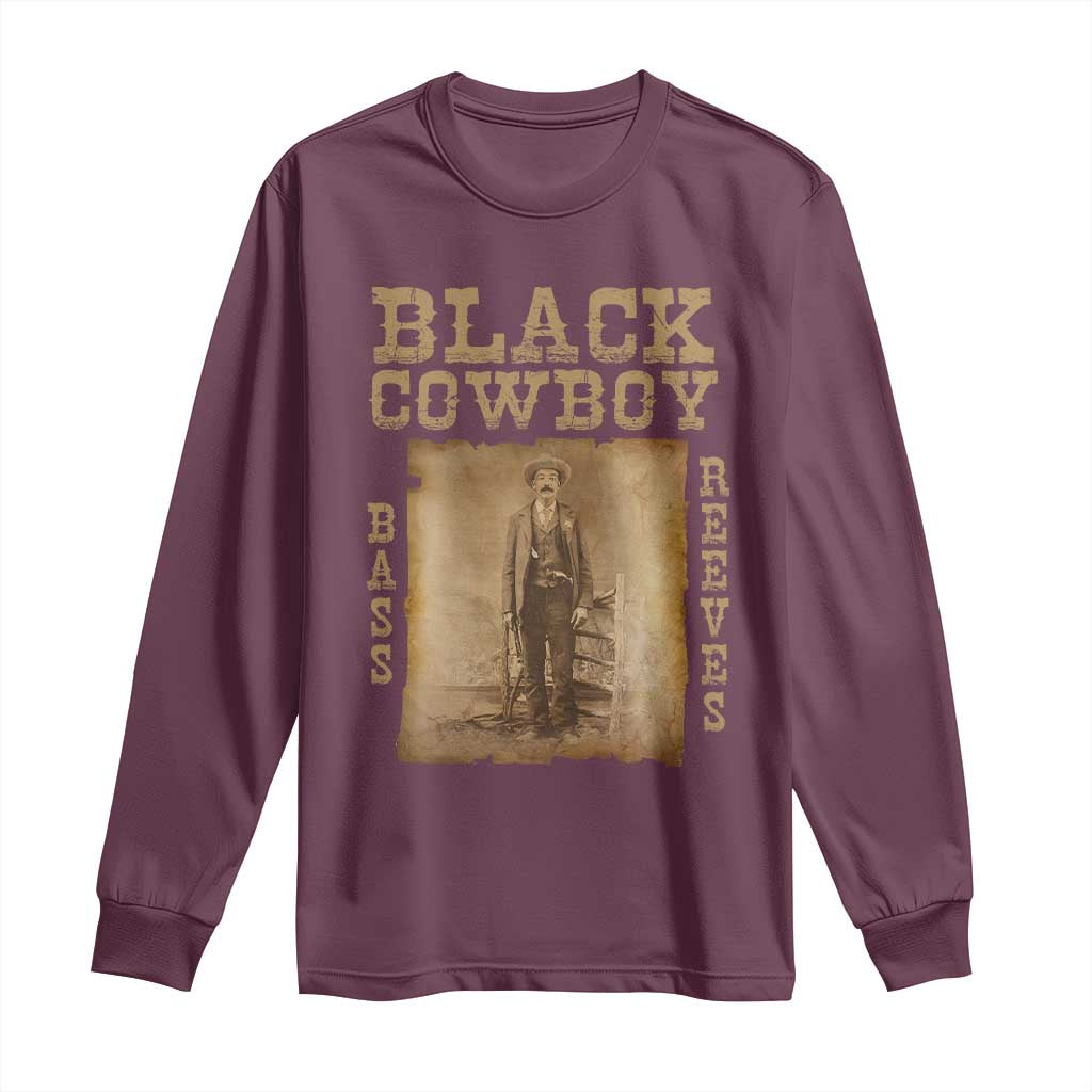 Bass Reeves Long Sleeve Shirt Black Cowboy Western Legend Vintage TS02 Maroon Print Your Wear