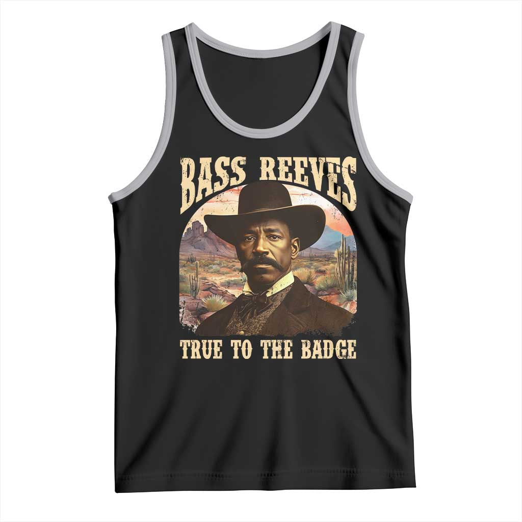 Bass Reeves True To The Badge Tank Top African American Cowboy Marshal Black History Month TS11 Black Athletic Heather Print Your Wear