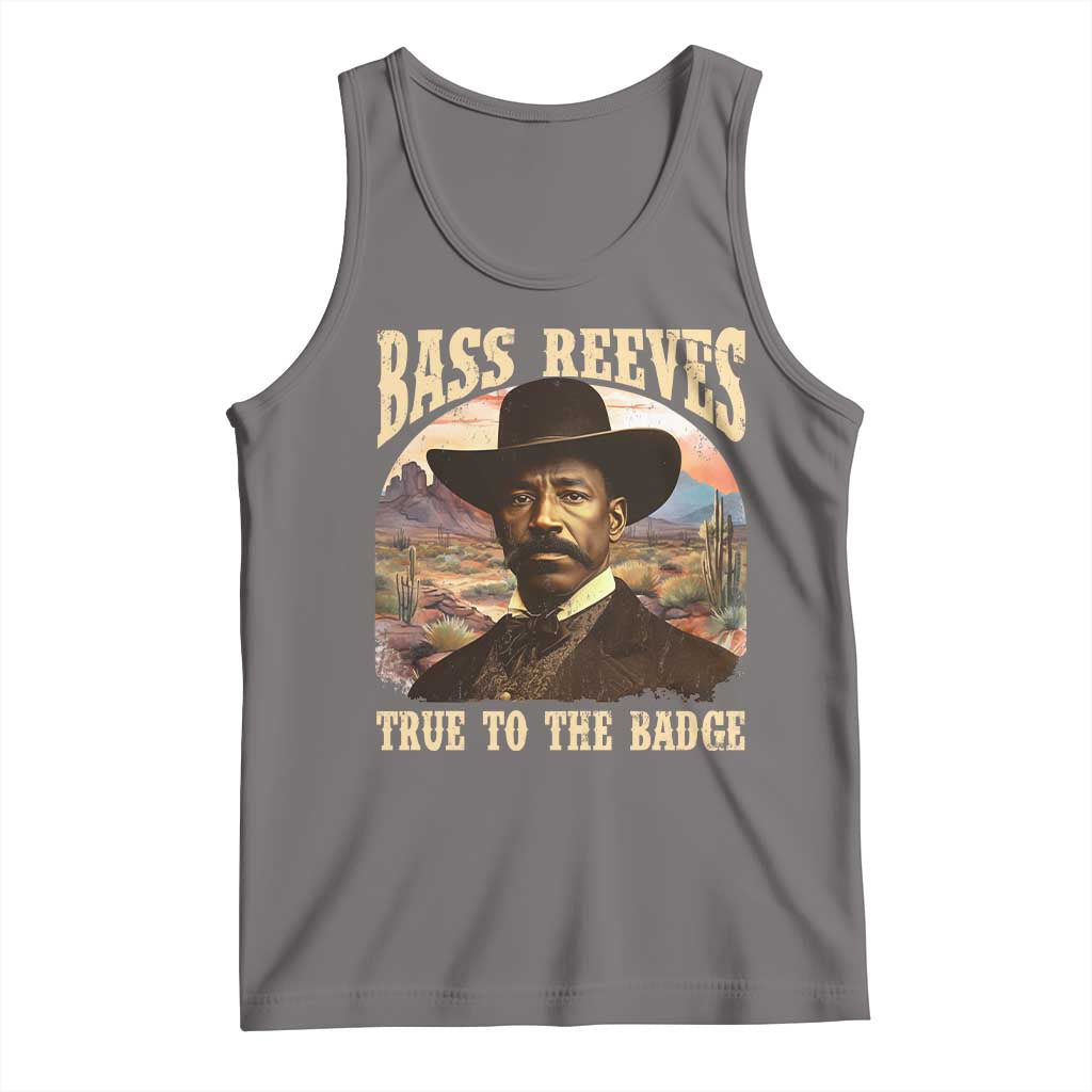 Bass Reeves True To The Badge Tank Top African American Cowboy Marshal Black History Month TS11 Deep Heather Print Your Wear