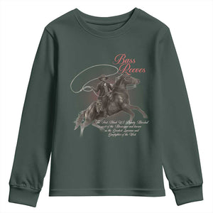 Bass Reeves Youth Sweatshirt African American Cowboy Marshal Black History Month TS11 Dark Forest Green Print Your Wear