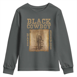Bass Reeves Youth Sweatshirt Black Cowboy Western Legend Vintage TS02 Dark Heather Print Your Wear