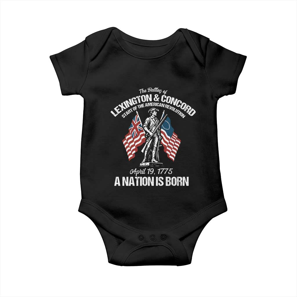 Battle of Lexington and Concord Baby Onesie American Revolution April 19 1775 Patriotic TS02 Black Print Your Wear