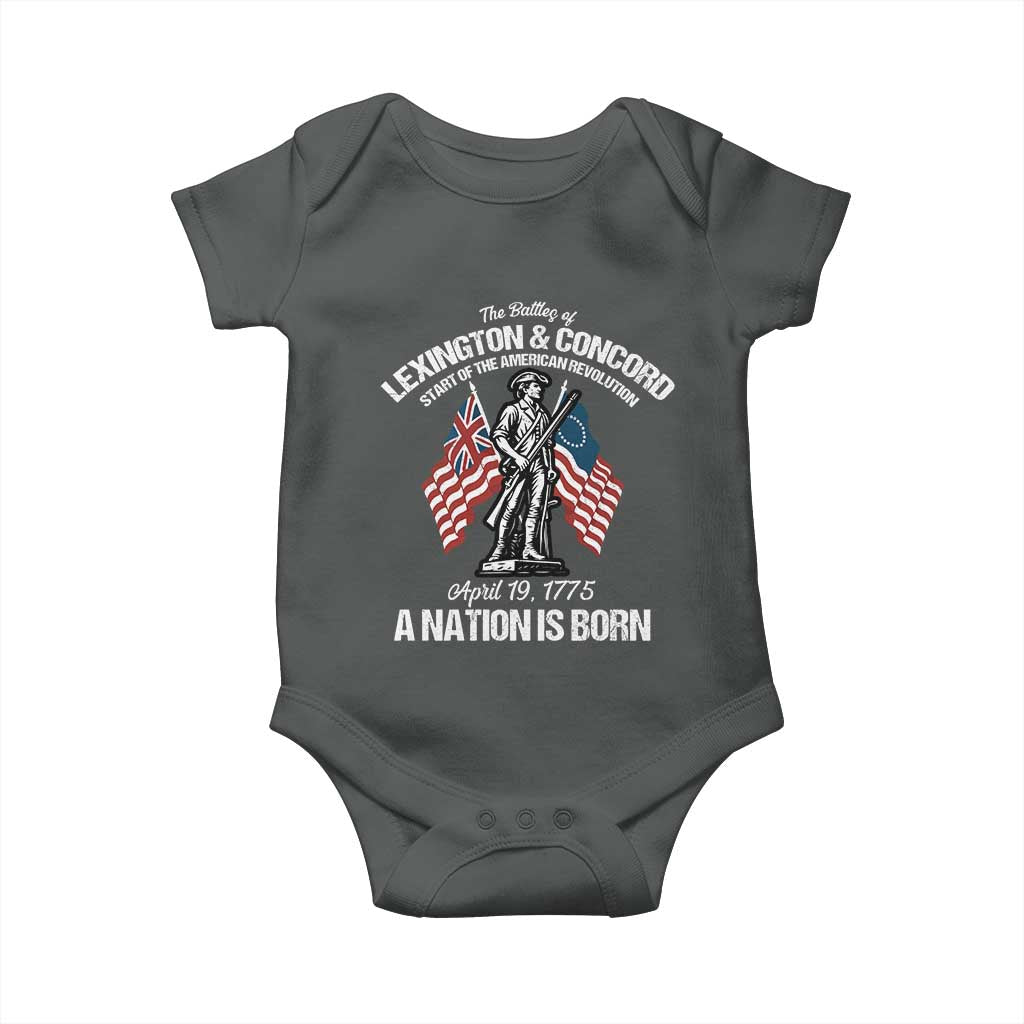 Battle of Lexington and Concord Baby Onesie American Revolution April 19 1775 Patriotic TS02 Dark Heather Print Your Wear