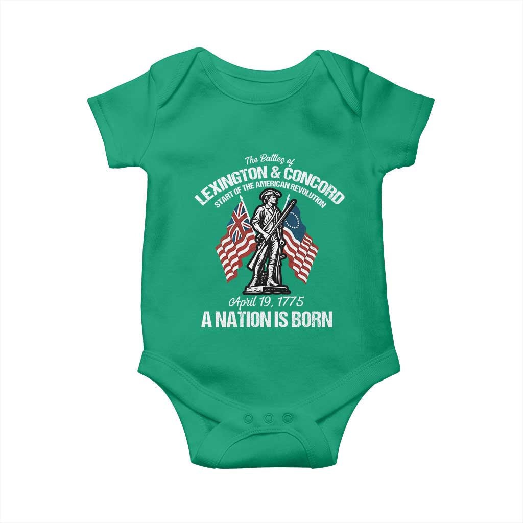 Battle of Lexington and Concord Baby Onesie American Revolution April 19 1775 Patriotic TS02 Irish Green Print Your Wear