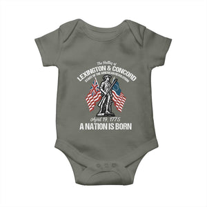 Battle of Lexington and Concord Baby Onesie American Revolution April 19 1775 Patriotic TS02 Military Green Print Your Wear