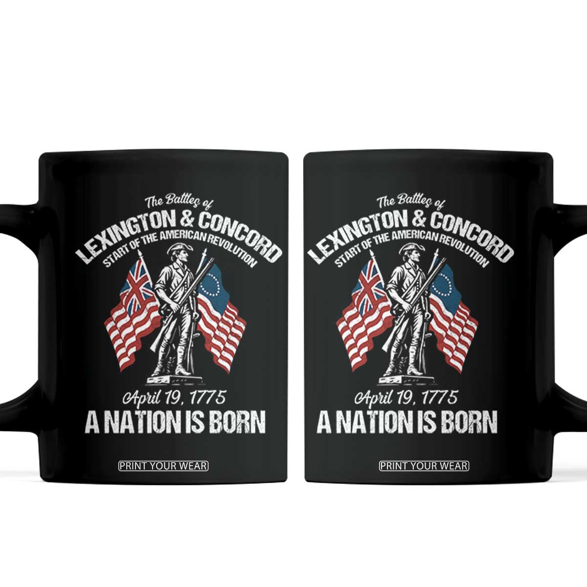 Battle of Lexington and Concord Coffee Mug American Revolution April 19 1775 Patriotic TS02 Black Print Your Wear
