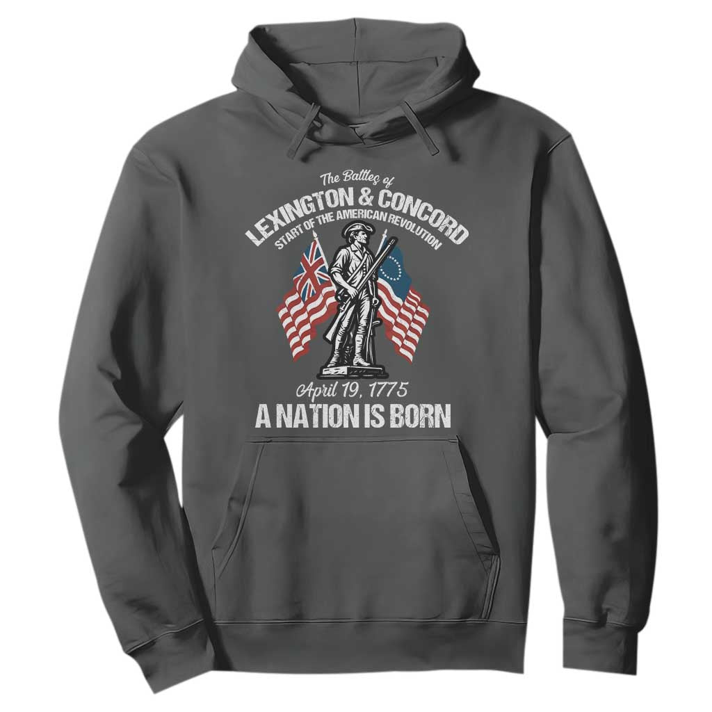 Battle of Lexington and Concord Hoodie American Revolution April 19 1775 Patriotic TS02 Dark Heather Print Your Wear