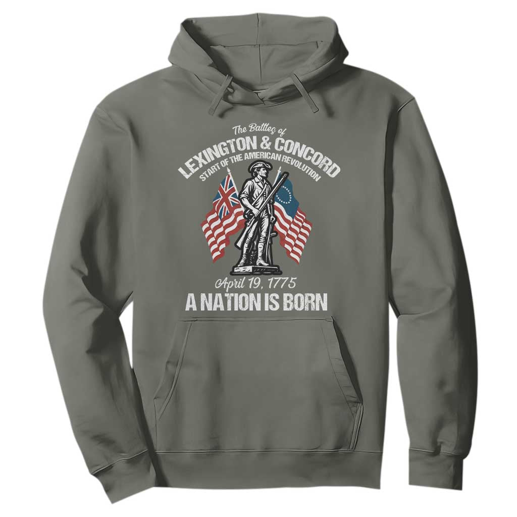 Battle of Lexington and Concord Hoodie American Revolution April 19 1775 Patriotic TS02 Military Green Print Your Wear