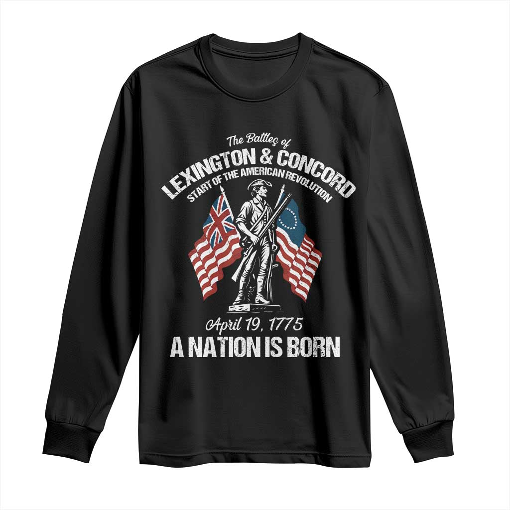 Battle of Lexington and Concord Long Sleeve Shirt American Revolution April 19 1775 Patriotic TS02 Black Print Your Wear