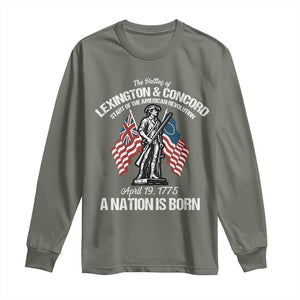 Battle of Lexington and Concord Long Sleeve Shirt American Revolution April 19 1775 Patriotic TS02 Military Green Print Your Wear