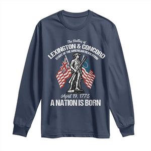 Battle of Lexington and Concord Long Sleeve Shirt American Revolution April 19 1775 Patriotic TS02 Navy Print Your Wear