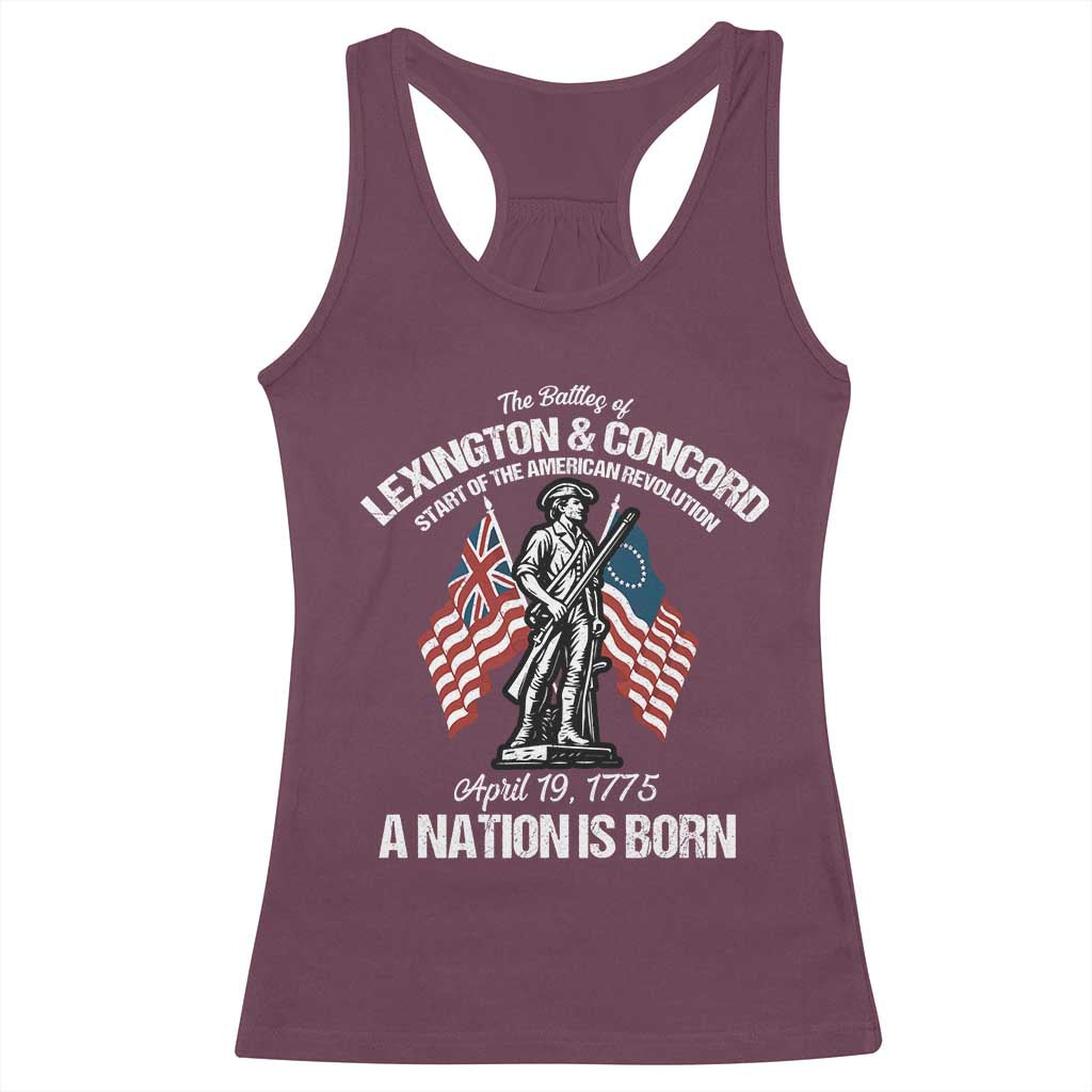 Battle of Lexington and Concord Racerback Tank Top American Revolution April 19 1775 Patriotic TS02 Maroon Print Your Wear