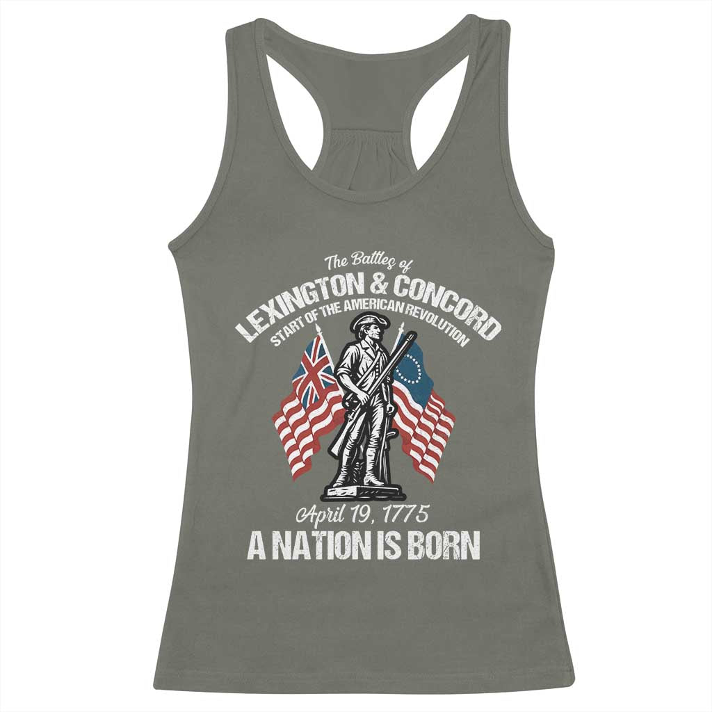Battle of Lexington and Concord Racerback Tank Top American Revolution April 19 1775 Patriotic TS02 Military Green Print Your Wear