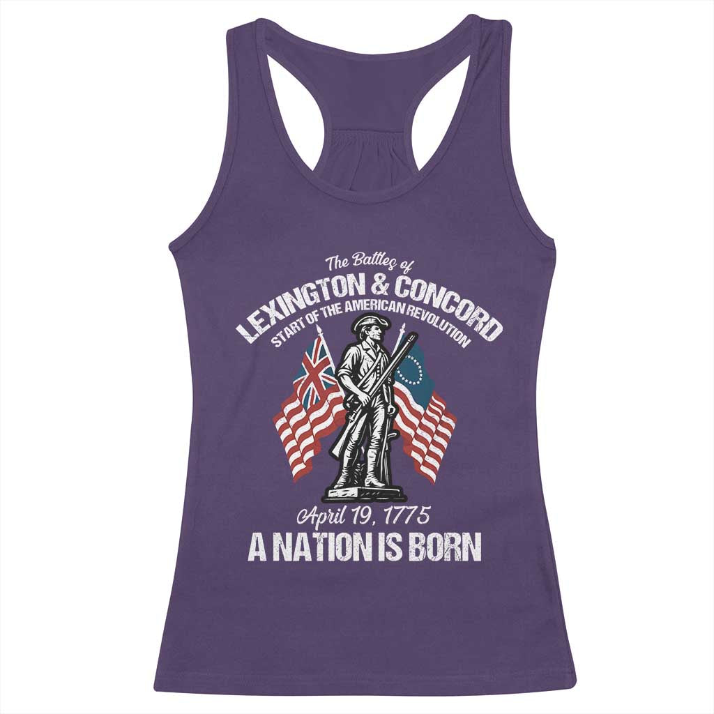 Battle of Lexington and Concord Racerback Tank Top American Revolution April 19 1775 Patriotic TS02 Purple Print Your Wear