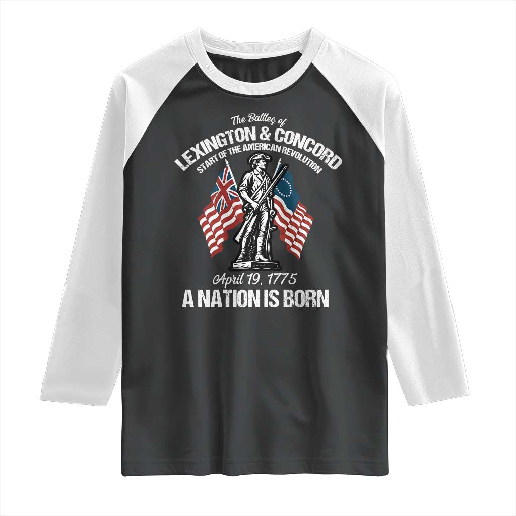 Battle of Lexington and Concord Raglan Shirt American Revolution April 19 1775 Patriotic TS02 Black White Print Your Wear