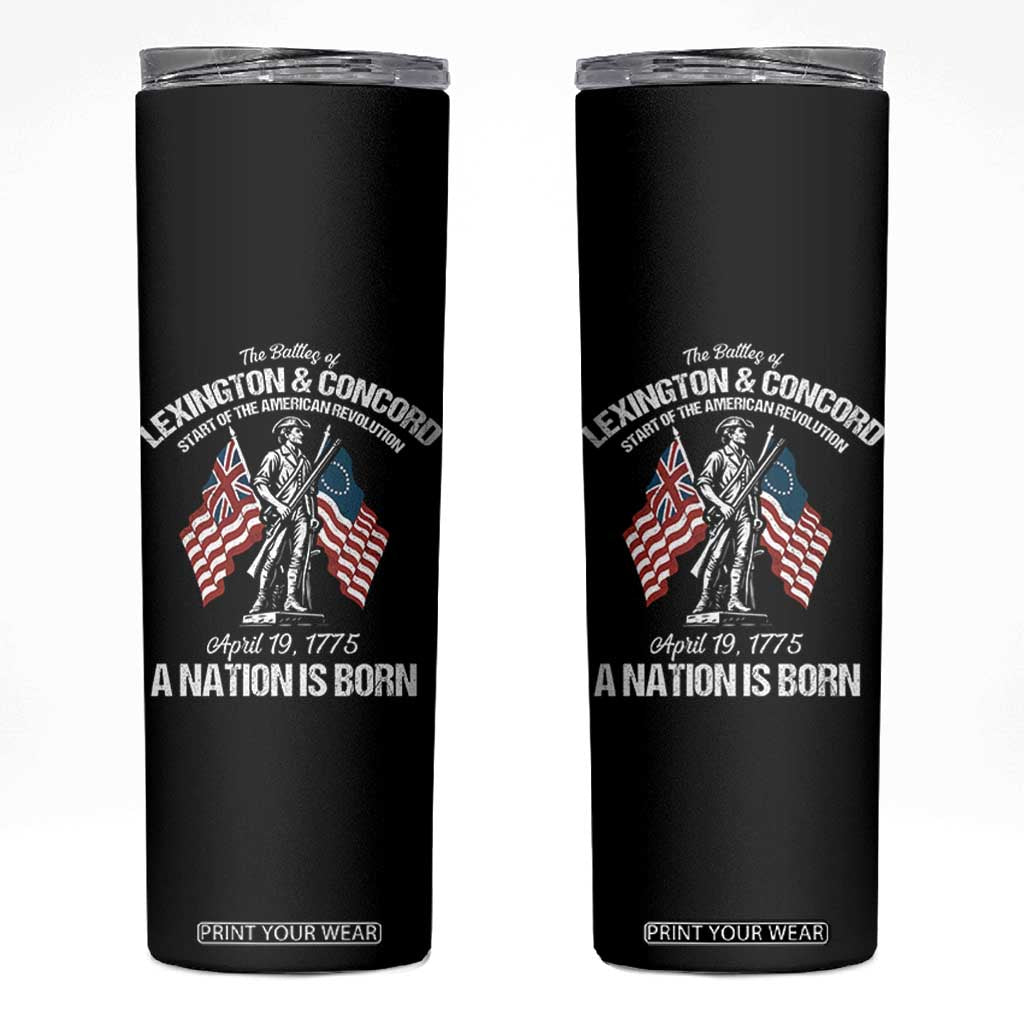 Battle of Lexington and Concord Skinny Tumbler American Revolution April 19 1775 Patriotic TS02 Black Print Your Wear