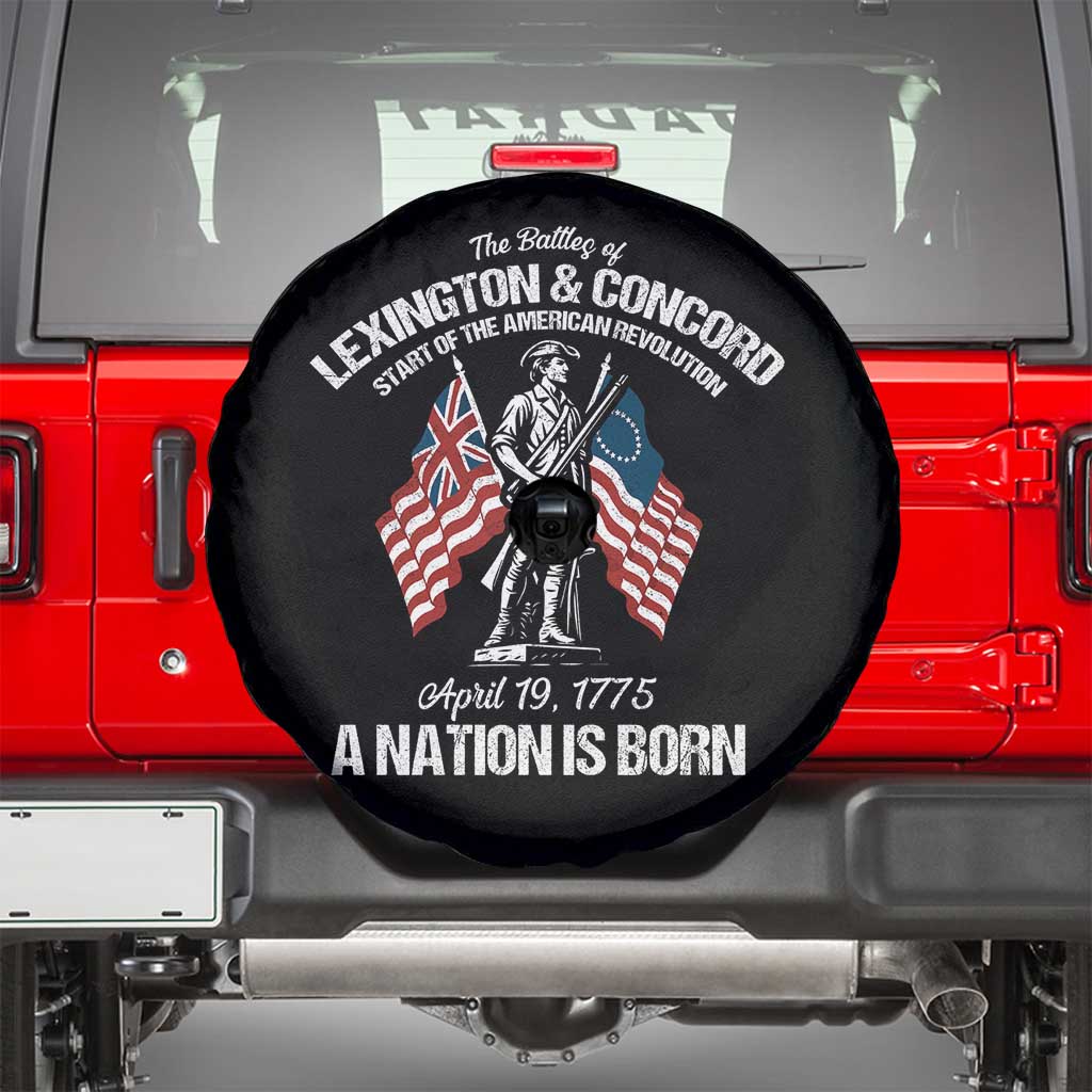 Battle of Lexington and Concord Spare Tire Cover American Revolution April 19 1775 Patriotic TS02 Black Print Your Wear