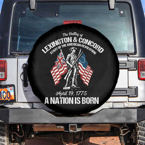 Battle of Lexington and Concord Spare Tire Cover American Revolution April 19 1775 Patriotic TS02 No hole Black Print Your Wear