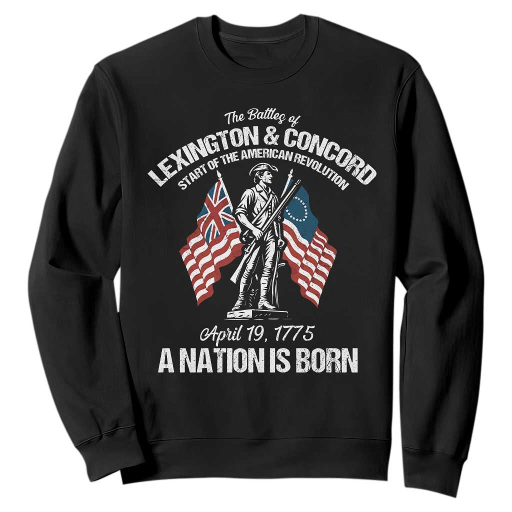 Battle of Lexington and Concord Sweatshirt American Revolution April 19 1775 Patriotic TS02 Black Print Your Wear