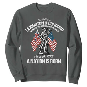 Battle of Lexington and Concord Sweatshirt American Revolution April 19 1775 Patriotic TS02 Dark Heather Print Your Wear