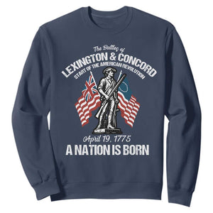 Battle of Lexington and Concord Sweatshirt American Revolution April 19 1775 Patriotic TS02 Navy Print Your Wear