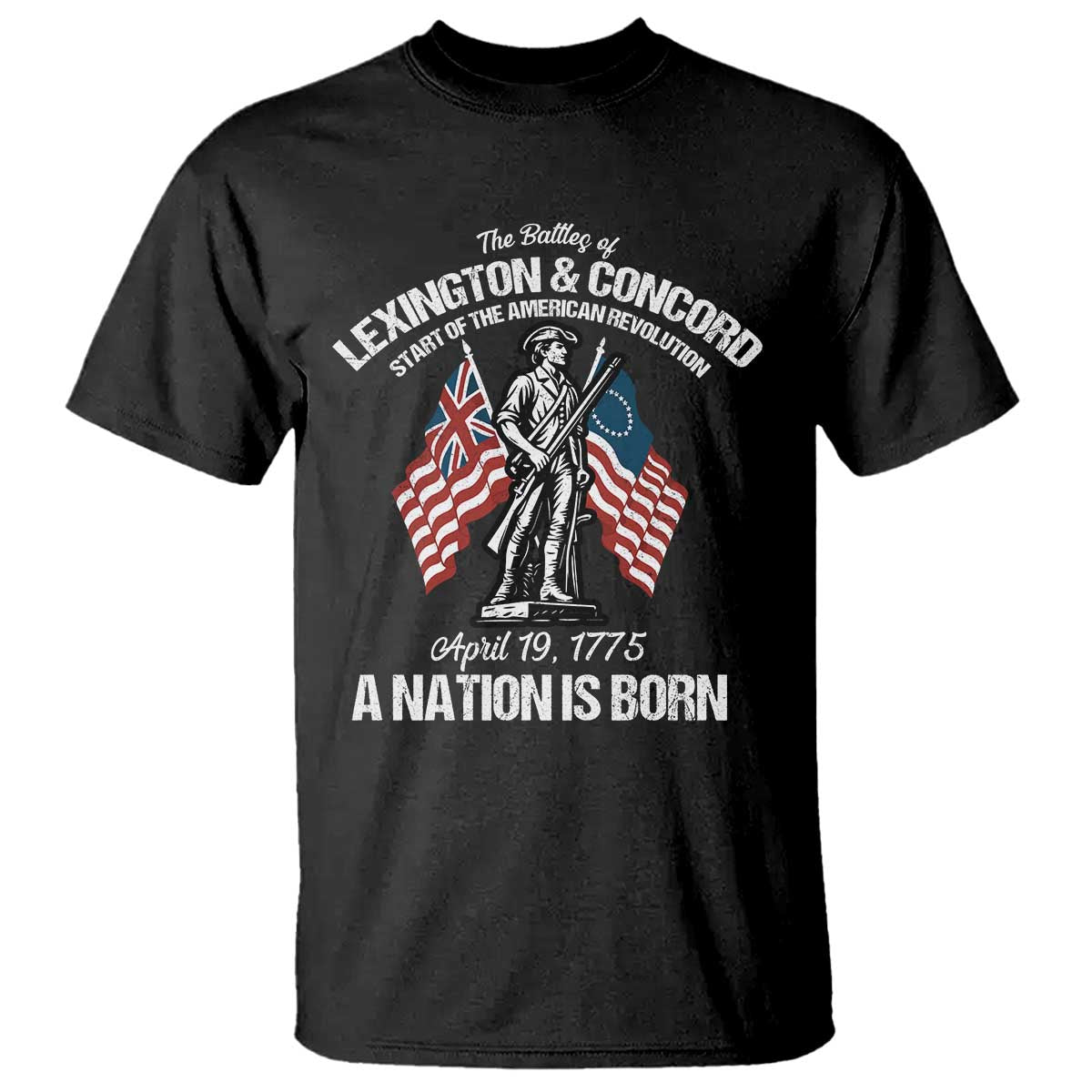 Battle of Lexington and Concord T Shirt American Revolution April 19 1775 Patriotic TS02 Black Print Your Wear