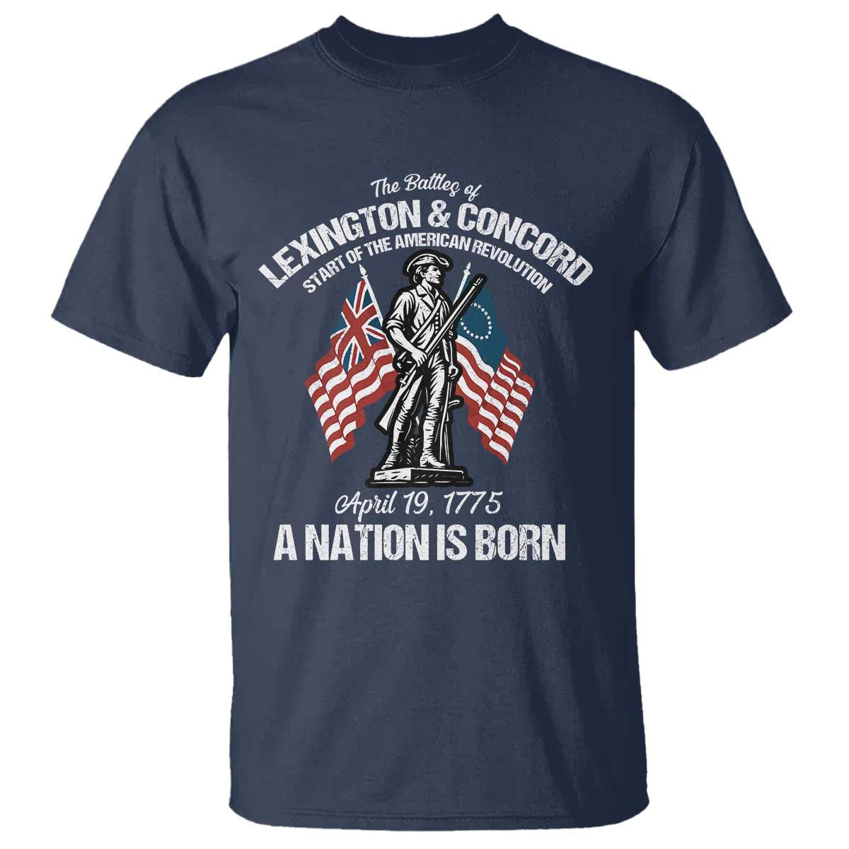 Battle of Lexington and Concord T Shirt American Revolution April 19 1775 Patriotic TS02 Navy Print Your Wear