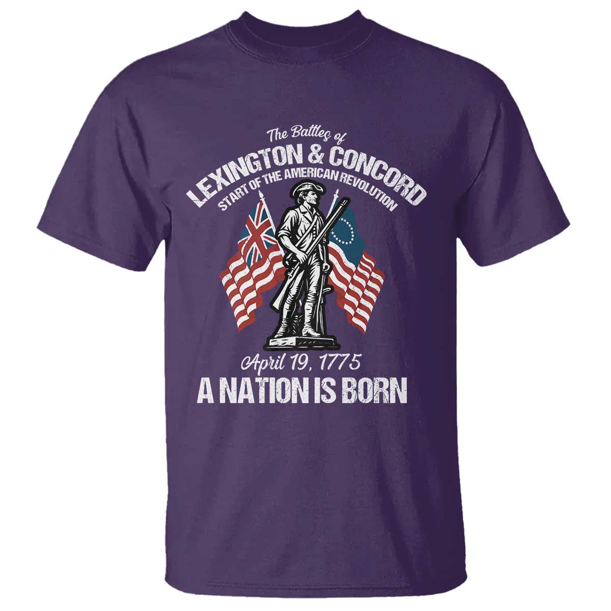 Battle of Lexington and Concord T Shirt American Revolution April 19 1775 Patriotic TS02 Purple Print Your Wear