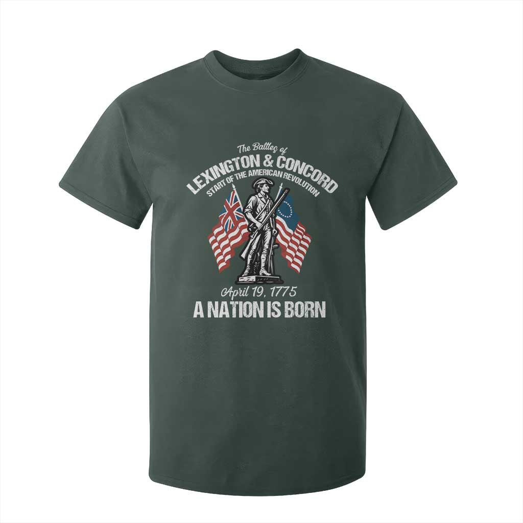 Battle of Lexington and Concord T Shirt For Kid American Revolution April 19 1775 Patriotic TS02 Dark Forest Green Print Your Wear