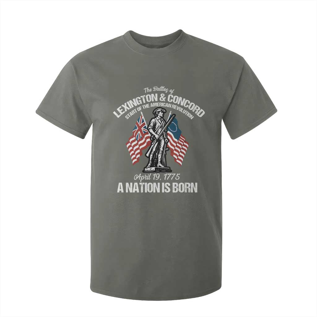 Battle of Lexington and Concord T Shirt For Kid American Revolution April 19 1775 Patriotic TS02 Military Green Print Your Wear