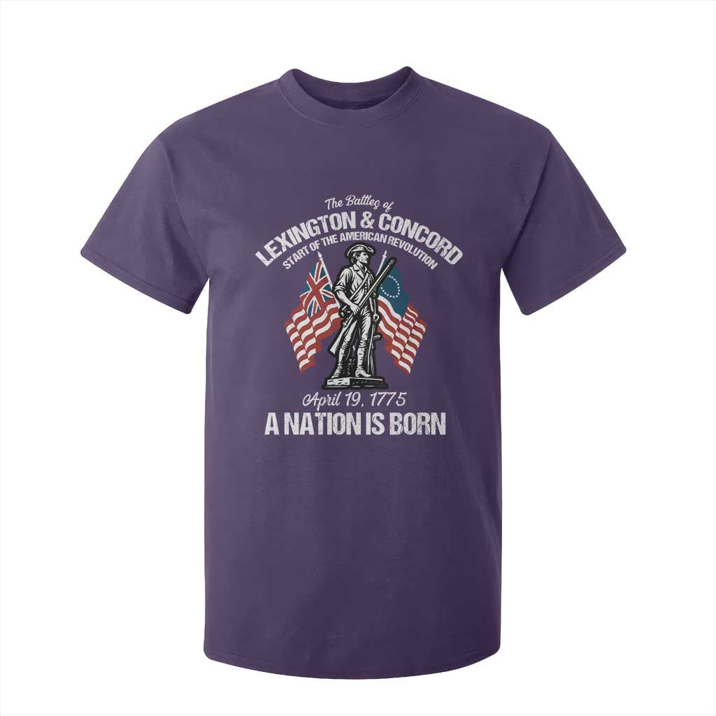 Battle of Lexington and Concord T Shirt For Kid American Revolution April 19 1775 Patriotic TS02 Purple Print Your Wear