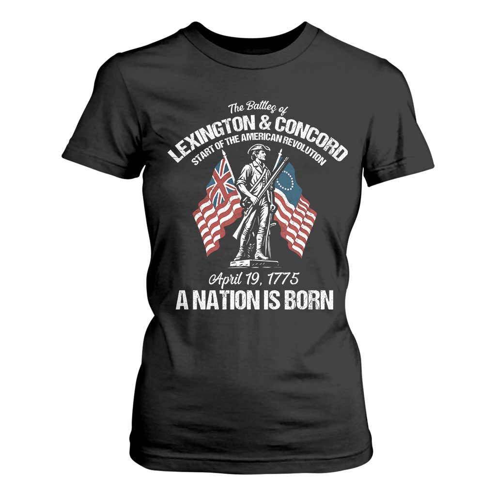 Battle of Lexington and Concord T Shirt For Women American Revolution April 19 1775 Patriotic TS02 Black Print Your Wear