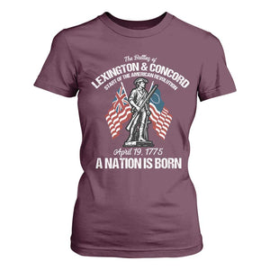 Battle of Lexington and Concord T Shirt For Women American Revolution April 19 1775 Patriotic TS02 Maroon Print Your Wear
