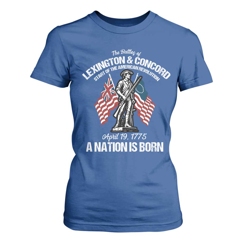 Battle of Lexington and Concord T Shirt For Women American Revolution April 19 1775 Patriotic TS02 Royal Blue Print Your Wear